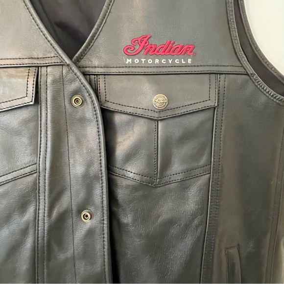 NWT Indian Motorcycle Black Leather Moto Westetn Vest - Picture 15 of 15